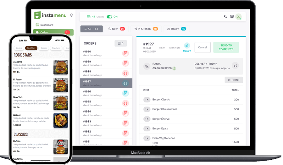 Instamenu App Interface